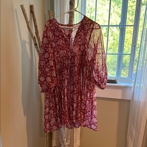 Daughters of India Red Floral Midi Dress